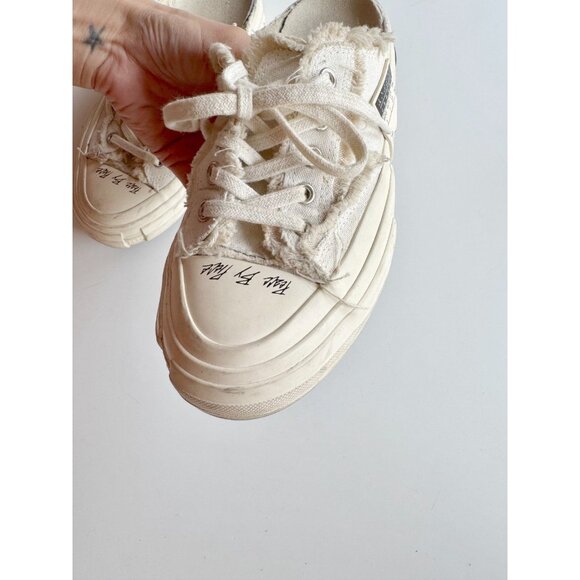 xVESSEL G.O.P. White Frayed Canvas "Peace By Piece" Slip On Sneakers, Size 37 - Picture 7 of 16